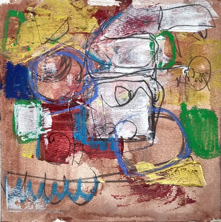 Click to view in high resolution Crimson and Gold Abstract Study