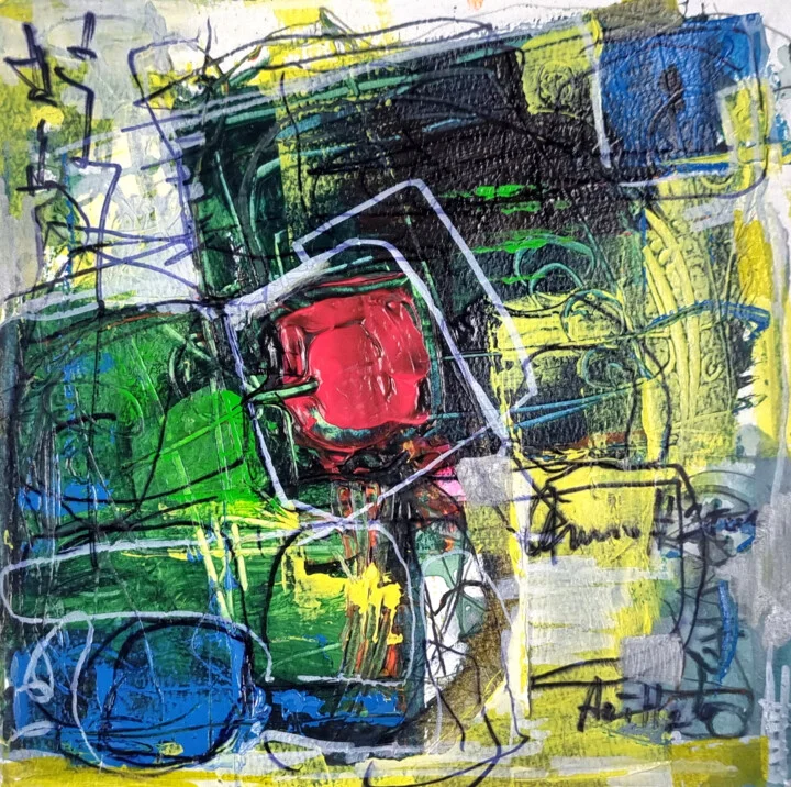 Click to view in high resolution Geometric Tension in Green and Yellow