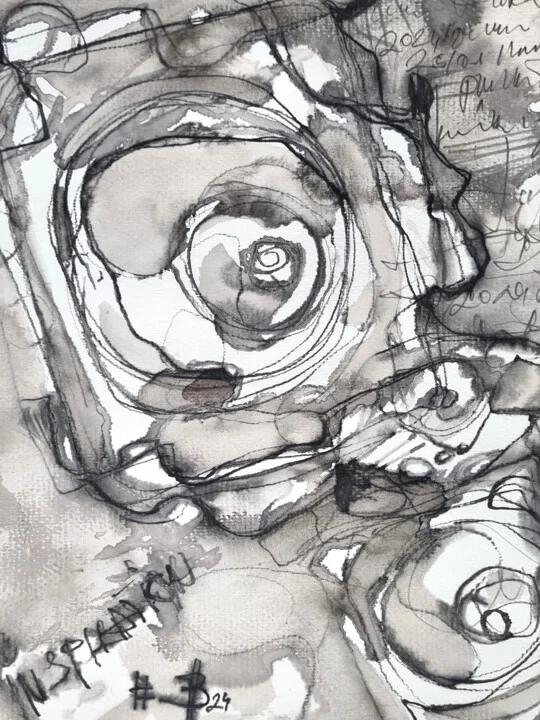 Click to view in high resolution Monochrome Spiral Aquarelle Sketch