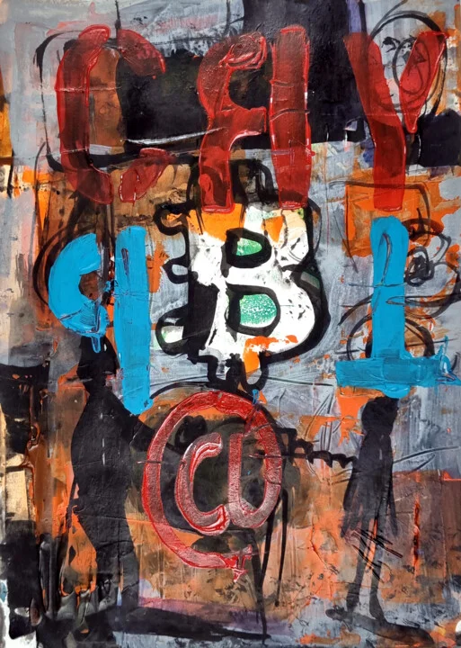 Click to view in high resolution Deep Charcoal and Fiery Red Crypto Abstraction