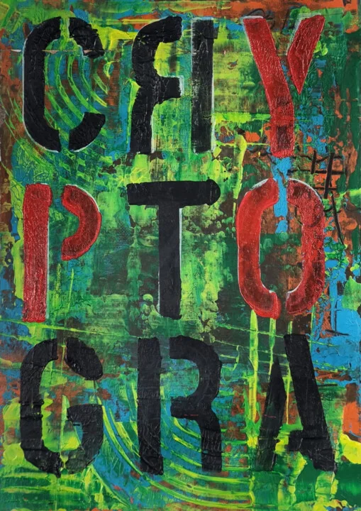 Click to view in high resolution Vivid Green and Turquoise Cryptography Visualization