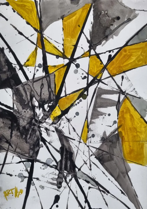 Click to view in high resolution Geometric Gold and Black Expression on Paper