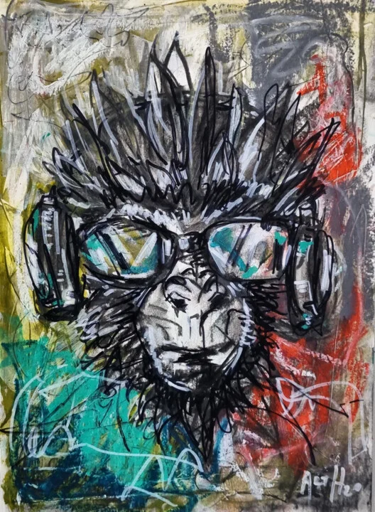 Click to view in high resolution Punk Primate Portrait on Heavyweight Paper