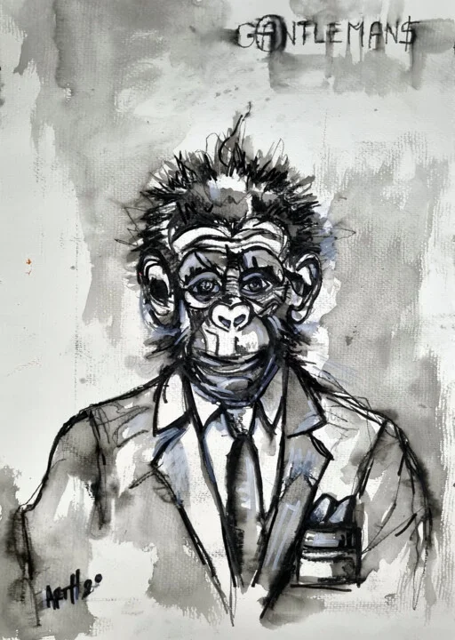 Click to view in high resolution Corporate Primate in Satirical Style