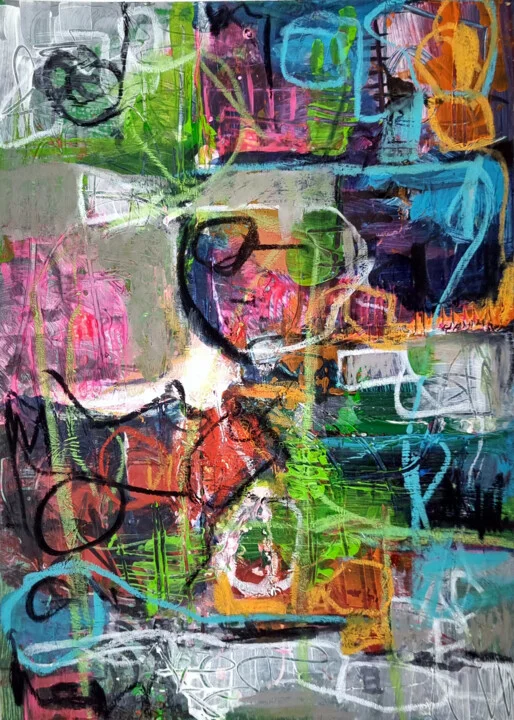 Click to view in high resolution Electric Expression in Pink and Blue