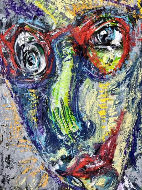 Click to view in high resolution Psychological Portrait in Oil Pastels