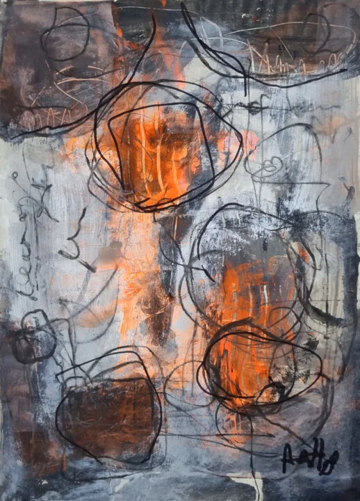 Click to view in high resolution Slate and Burnt Orange Neural Flow