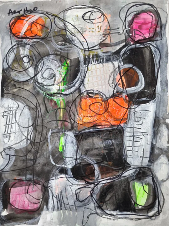 Click to view in high resolution Neon Pink and Orange Chaotic Network