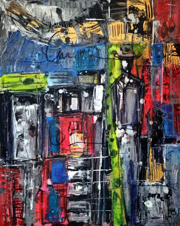 Click to view in high resolution Abstract Urban Gentleman in Bold Colors