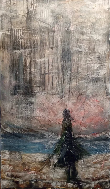 Click to view in high resolution Grey and Pink Irish Coastline Abstract