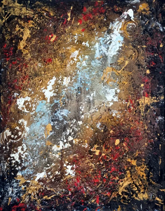 Click to view in high resolution Bronze and Red Abstract Celestial Landscape