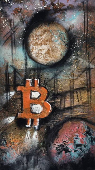 Click to view in high resolution Fiery Orange Bitcoin Rocket Art