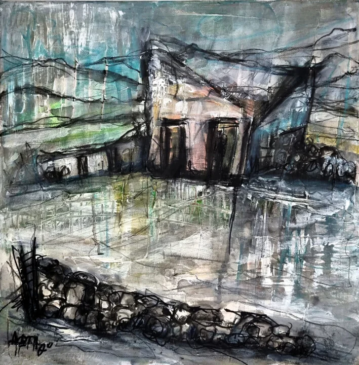 Click to view in high resolution Moody Teal Coastal Landscape