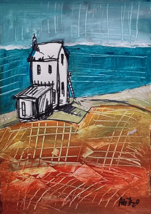 Click to view in high resolution Teal and Orange Irish Cottage