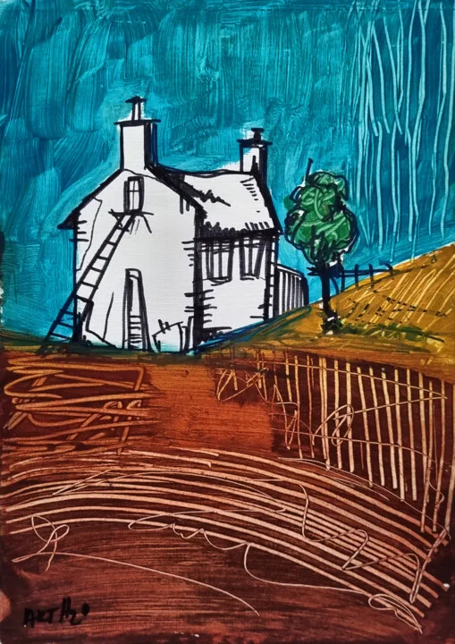 Click to view in high resolution Teal, Grey and Crimson Stormscape