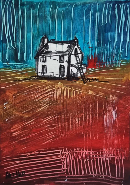 Click to view in high resolution Rusty Earth and Teal Cottage