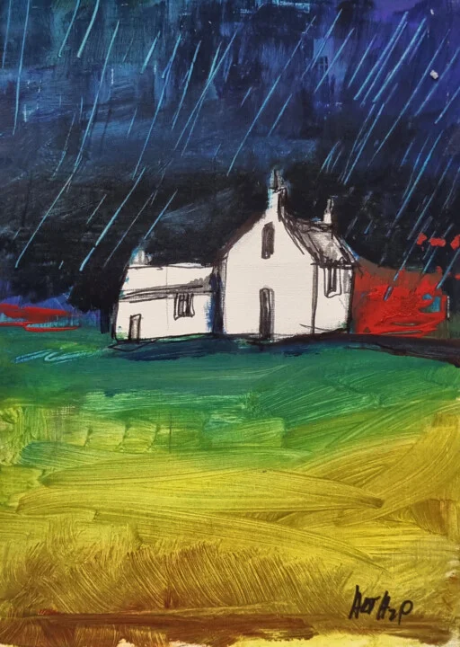 Click to view in high resolution Emerald Green and Rusty Red Irish Cottage Study