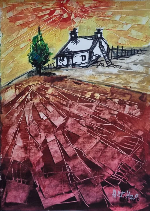 Click to view in high resolution Blood Red Sky and Emerald Green Irish Landscape