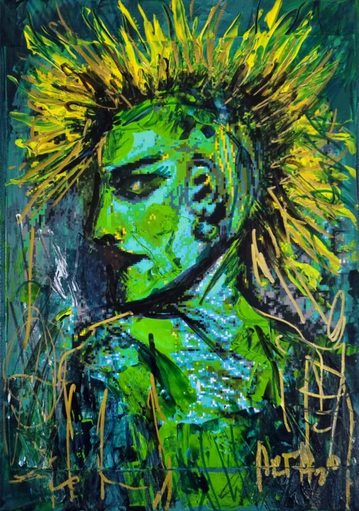 Click to view in high resolution Neon Green Cyberpunk Glitch Portrait