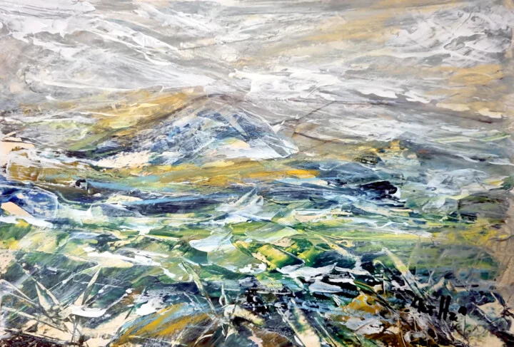 Click to view in high resolution Grey and Green Misty Mountain Landscape