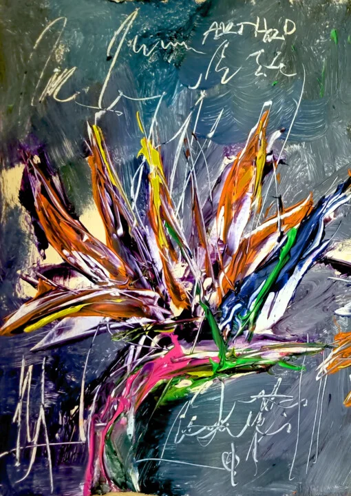 Click to view in high resolution Electric Orange and Purple Bird of Paradise