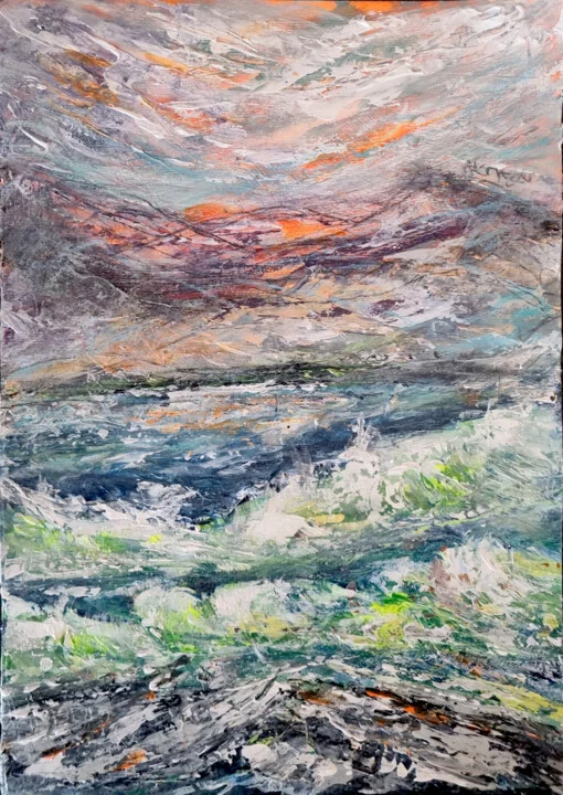 Click to view in high resolution Moody Purple and Pink Atlantic Coast Scene