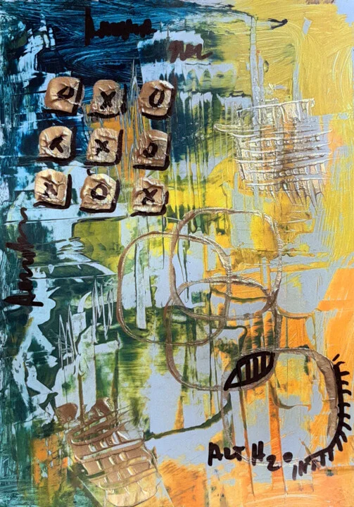 Click to view in high resolution Textured Gold Grid and Urban Flow