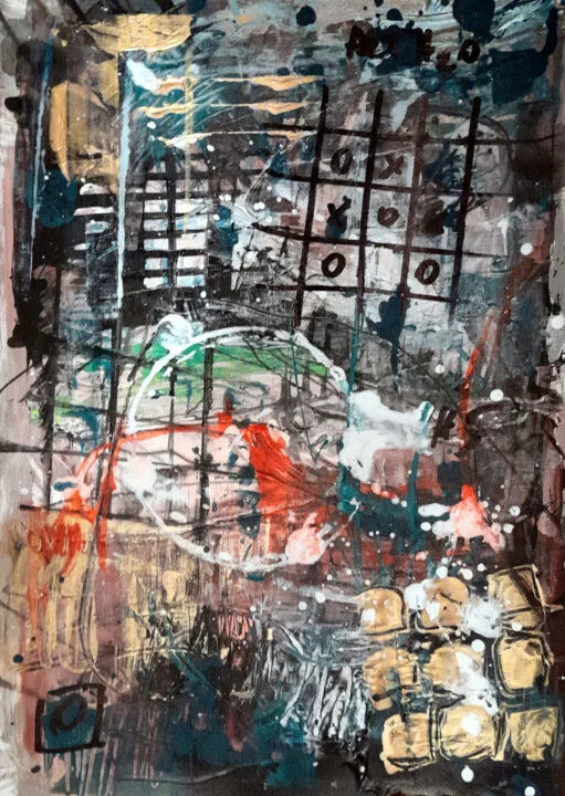 Click to view in high resolution Ocean Blue and Gold Duality Abstract