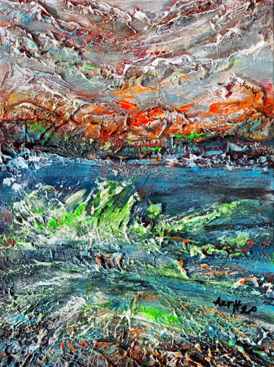 Click to view in high resolution Clew Bay Sunset in Deep Teals