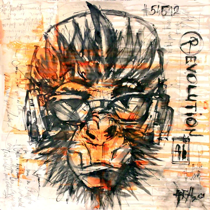 Click to view in high resolution Urban Monkey in Sepia and Black Acrylic