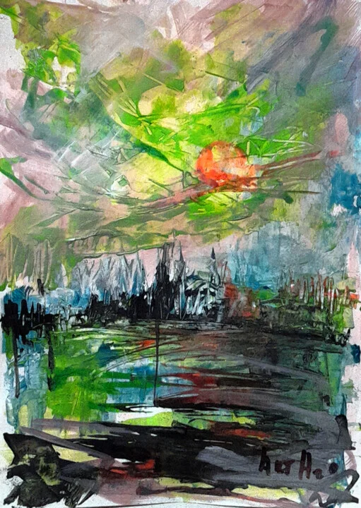 Click to view in high resolution Dystopian Landscape in Acid Green and Orange