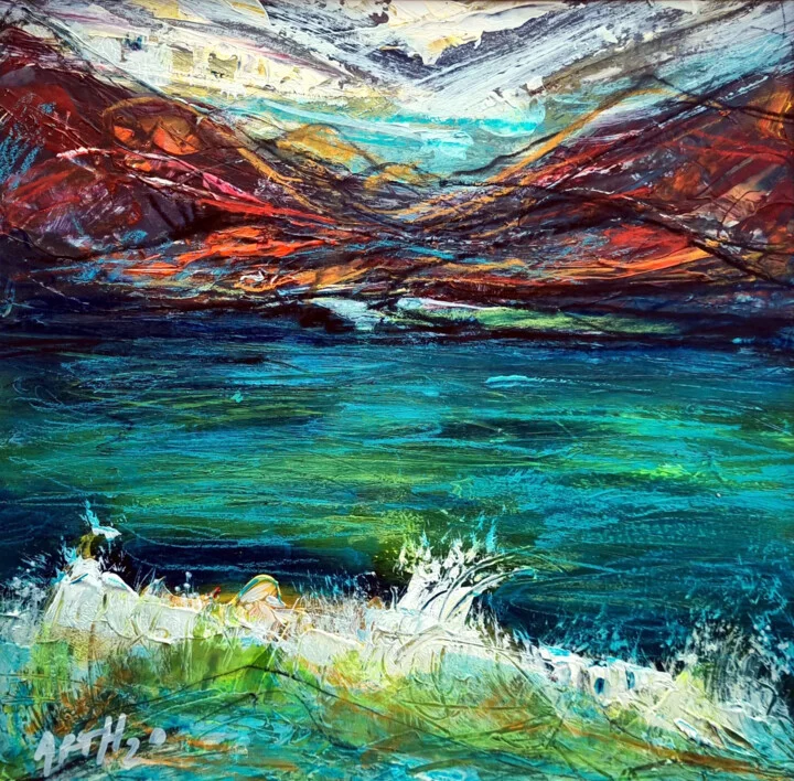 Click to view in high resolution Teal and Red Coastal Vista