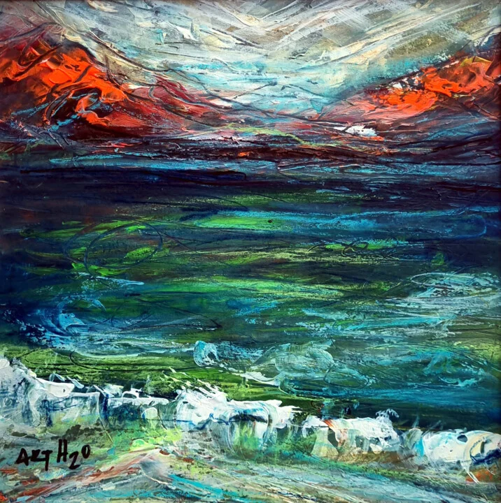 Click to view in high resolution Contrast of Red Mountains and Sea