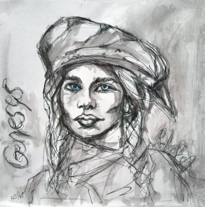 Click to view in high resolution Figurative Portrait with Blue Eyes