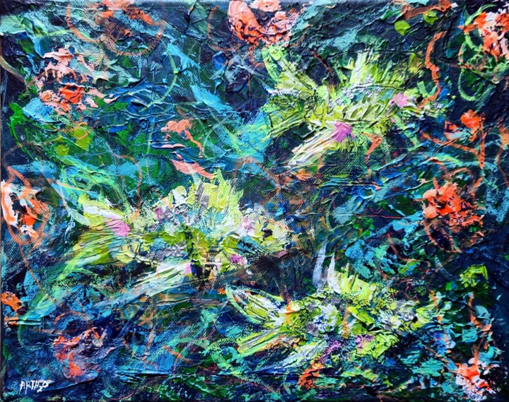 Click to view in high resolution Neon Lime and Deep Navy Reef Scene