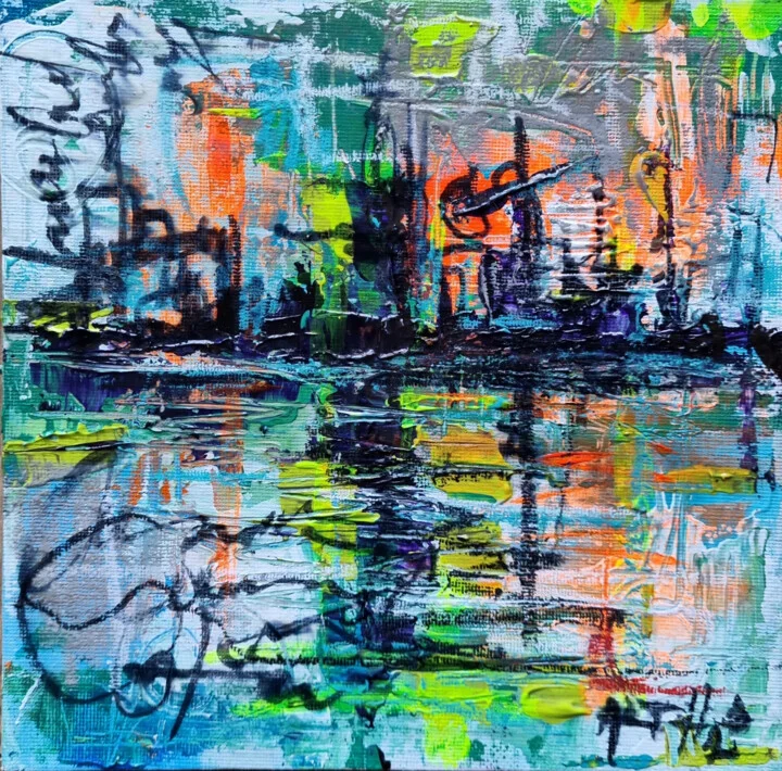 Click to view in high resolution Vibrant Skyline Reflected in Teal and Orange