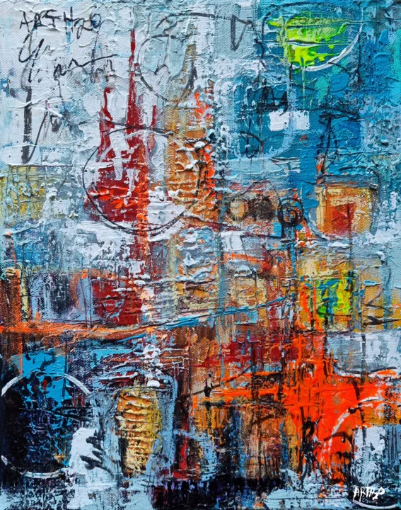 Click to view in high resolution Gritty Blue and Red Urban Graffiti