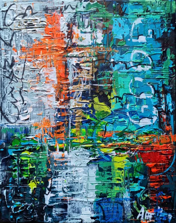 Click to view in high resolution Chaotic Intersection of Orange and Blue