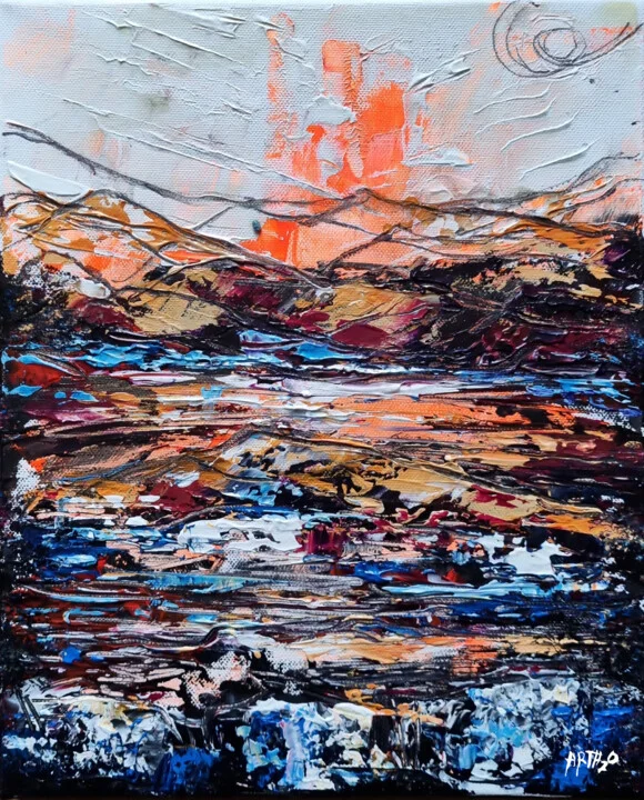 Click to view in high resolution Fiery Sunset Over a Dark Horizon