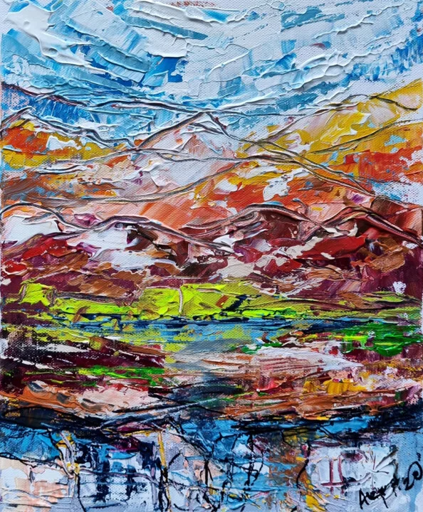 Click to view in high resolution Blue and Red Abstract Highland Landscape