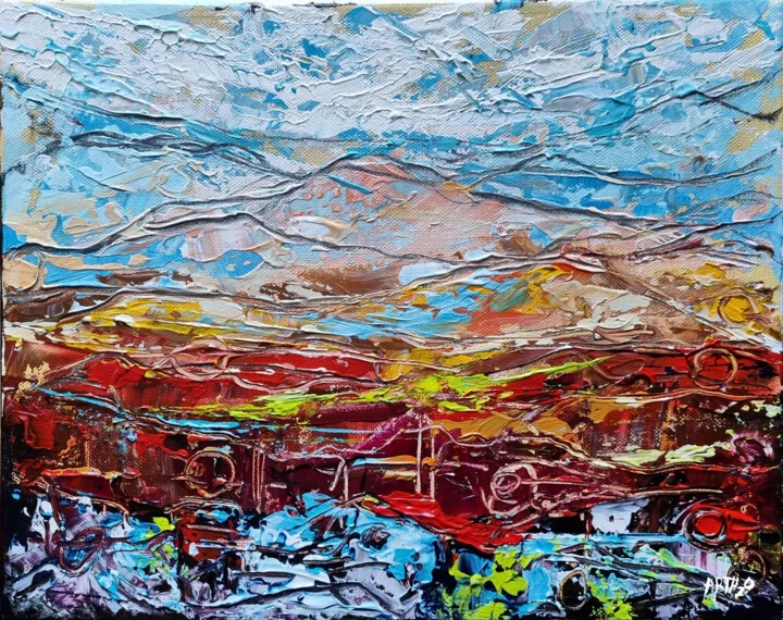 Click to view in high resolution Red and Blue Abstract Highland Beauty