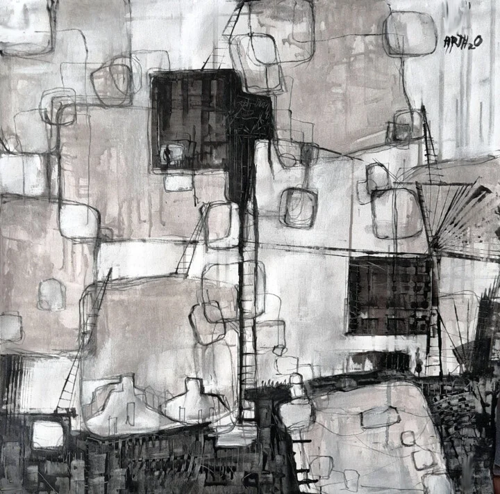 Click to view in high resolution Black and White Ladders and Grid