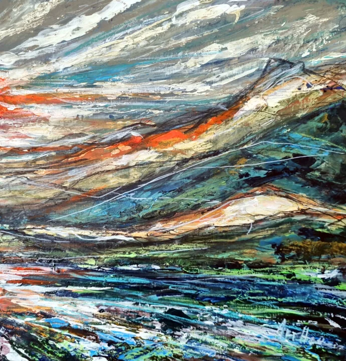 Click to view in high resolution Blue and Rust Rugged Horizon II