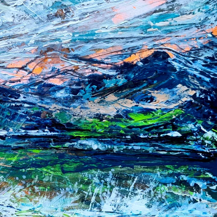 Click to view in high resolution Vivid Orange and Green Abstract Landscape