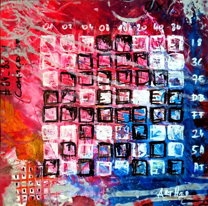 Click to view in high resolution Retro 8-Bit Matrix in Red, Blue, and White