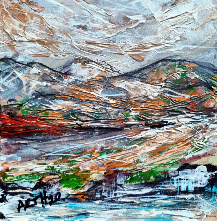 Click to view in high resolution Teal and Earthy Mountain Abstract