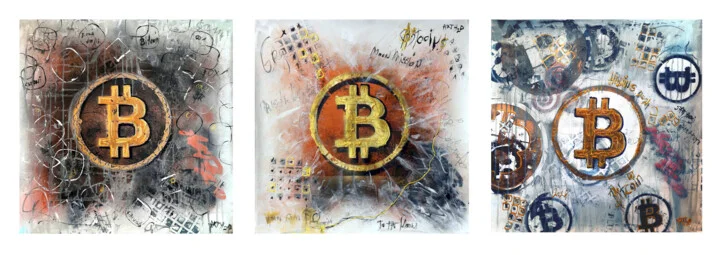 Click to view in high resolution Gold and Black Crypto Triptych