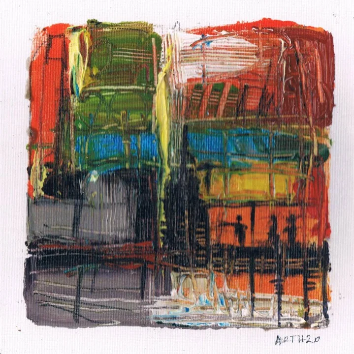 Click to view in high resolution Green, Red, and Black Abstract Exploration