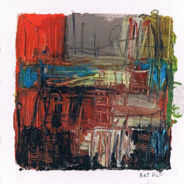 Click to view in high resolution Textured Figure in Red and Yellow