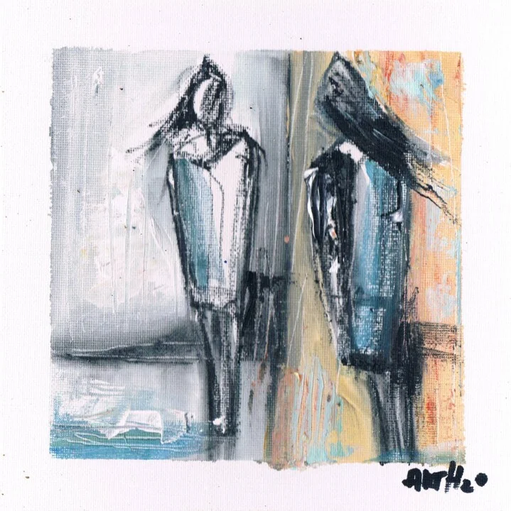 Click to view in high resolution Blue and White Figurative Reflection